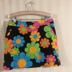 retro flower high waisted skirt